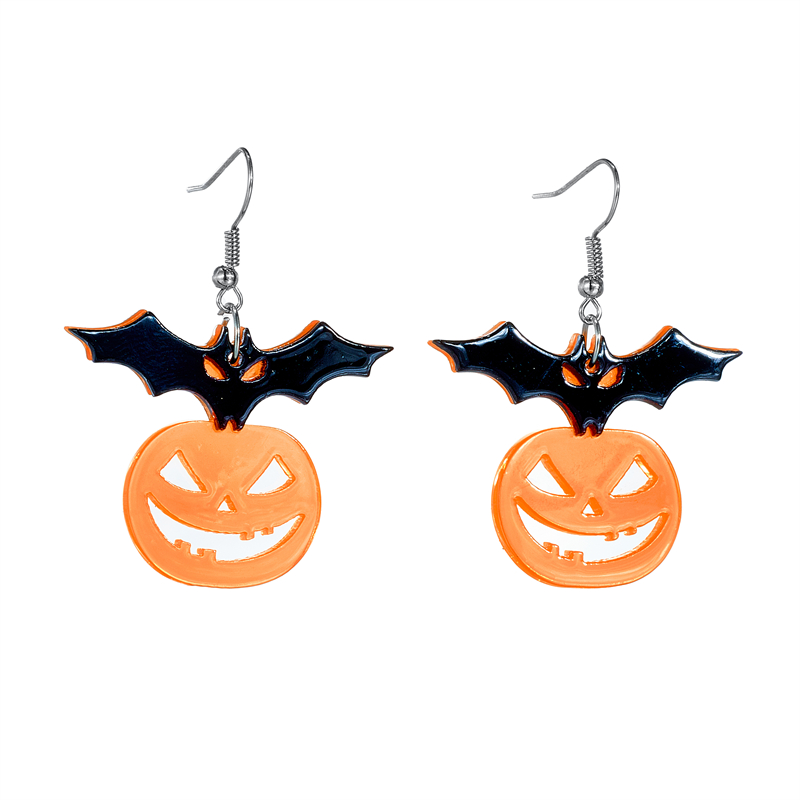 Cartoon Style Funny Pumpkin Bat Arylic Hollow Out Women's Drop Earrings display picture 2