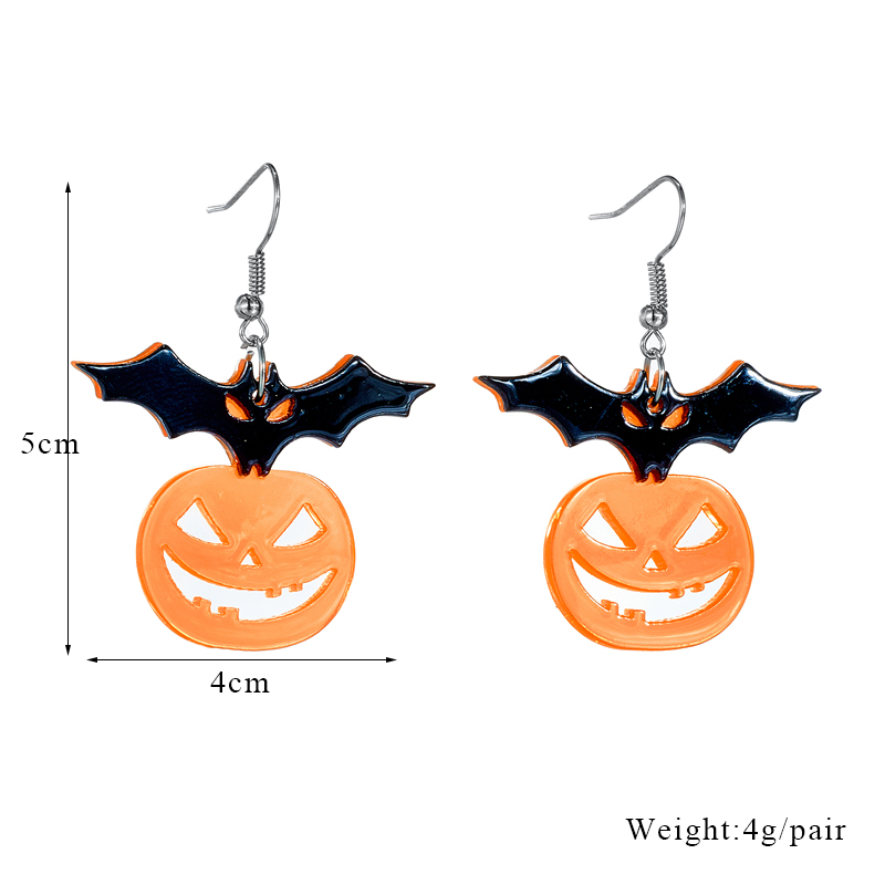 Cartoon Style Funny Pumpkin Bat Arylic Hollow Out Women's Drop Earrings display picture 1