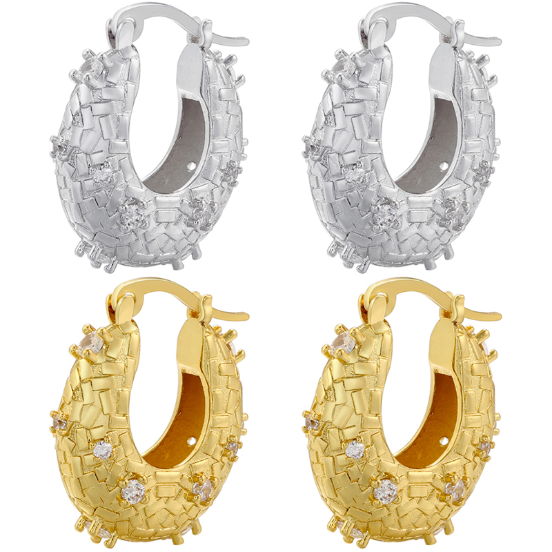 1 Pair Elegant Glam Oval Brass Plating Inlay Zircon 18k Gold Plated Earrings display picture 3