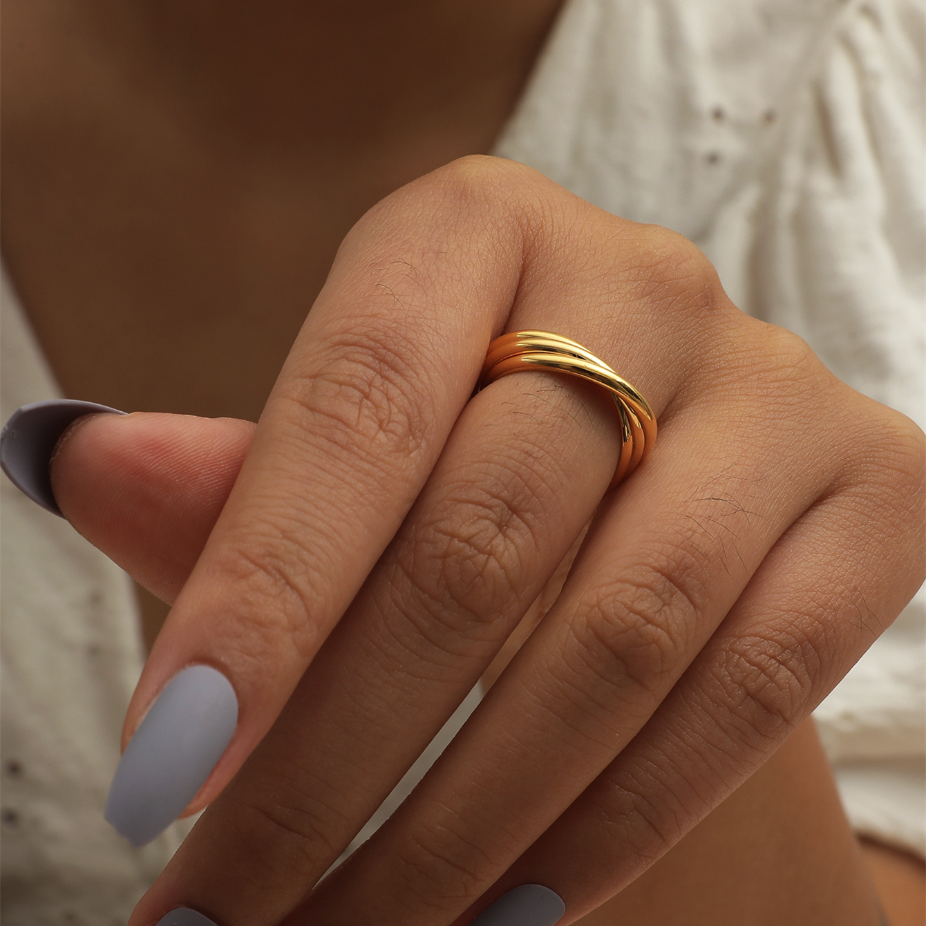 Einfarbiger, 18k Vergoldeter Offener Ring Ins-stil, Einfarbig display picture 10