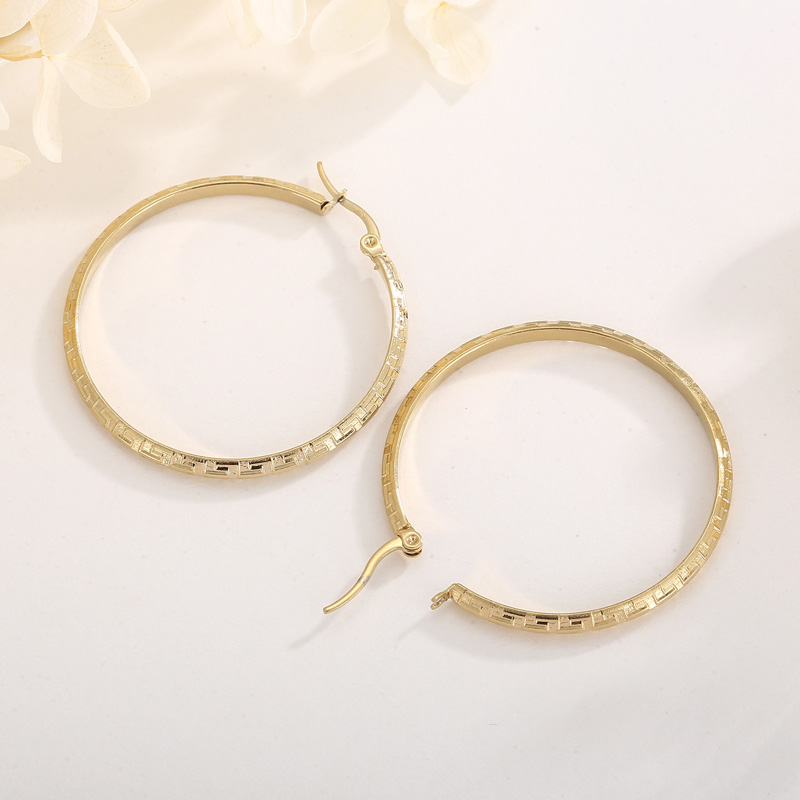 1 Pair Casual Simple Style Solid Color Plating Titanium Steel 18K Gold Plated Hoop Earrings display picture 1