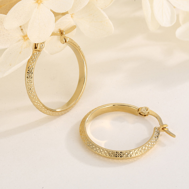 1 Pair Casual Simple Style Solid Color Plating Titanium Steel 18K Gold Plated Hoop Earrings display picture 9