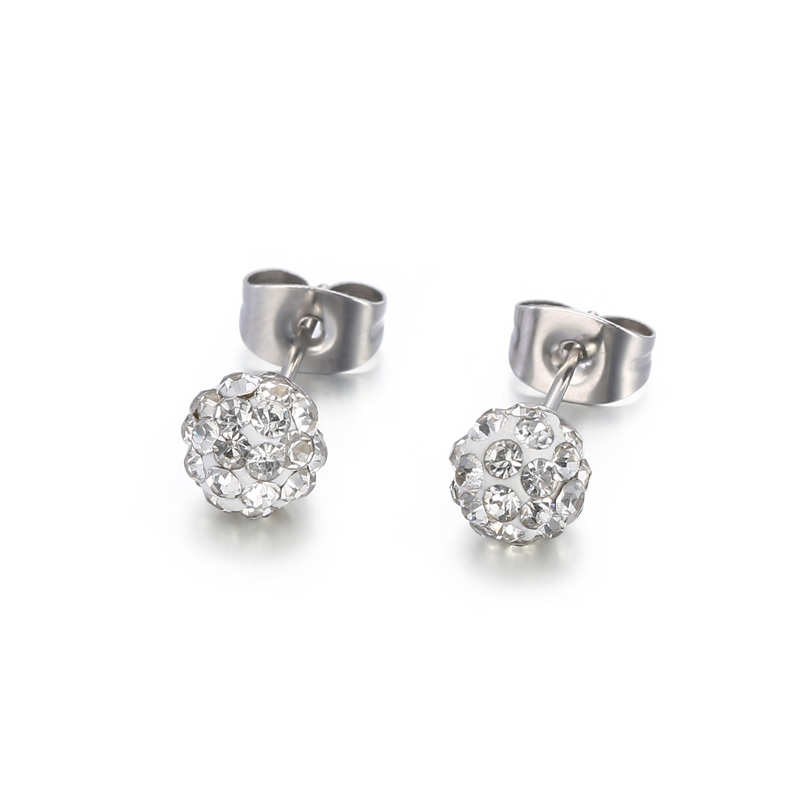 1 Pair Casual Shiny Ball Plating Inlay Stainless Steel Rhinestones 18K Gold Plated Ear Studs display picture 6