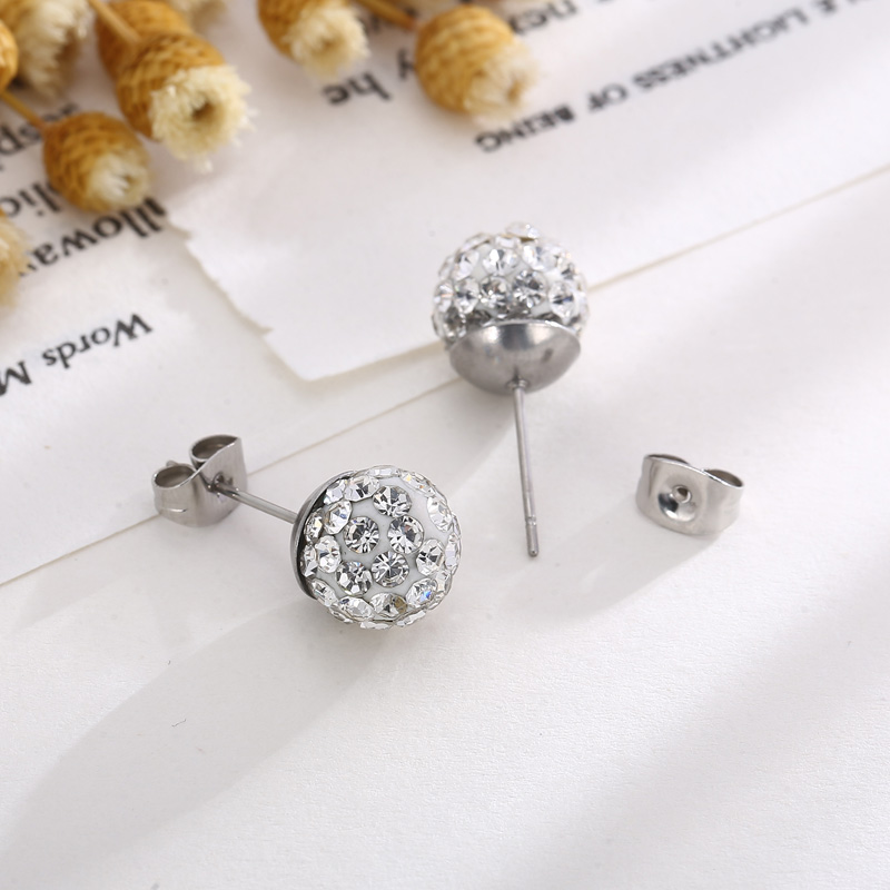 1 Pair Casual Shiny Ball Plating Inlay Stainless Steel Rhinestones 18K Gold Plated Ear Studs display picture 8