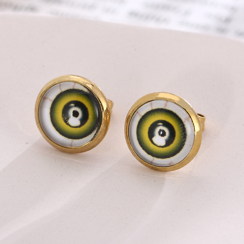 1 Pair INS Style Casual Devil'S Eye Plating Inlay Stainless Steel Gem 18K Gold Plated Ear Studs display picture 1