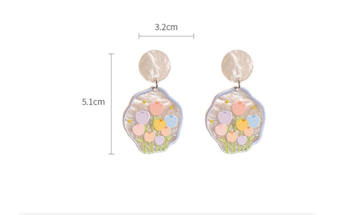 Sweet Round Heart Shape Daisy Arylic Women's Earrings display picture 5