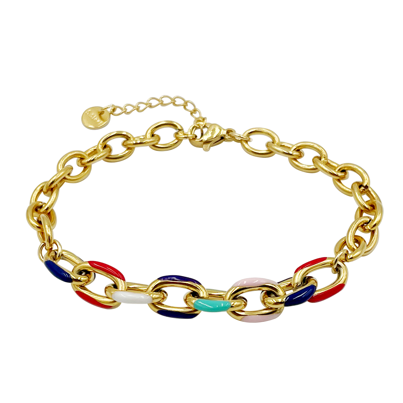 Wholesale Jewelry Hip-Hop Commute Oval 304 Stainless Steel 14K Gold Plated Enamel Plating Bracelets display picture 4