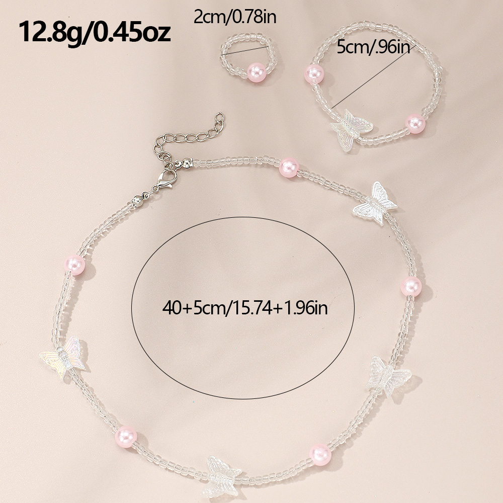 Ins Style Sweet Butterfly Beaded Pearl Girl's Necklace display picture 5