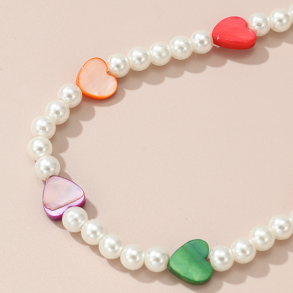 Ins-stil Süss Herzform Künstliche Perle Perlen Mädchen Halskette display picture 4