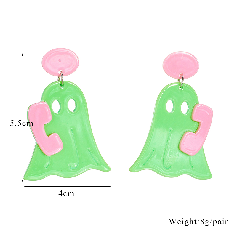 1 Pair Cartoon Style Cute Ghost Phone Arylic Drop Earrings display picture 1