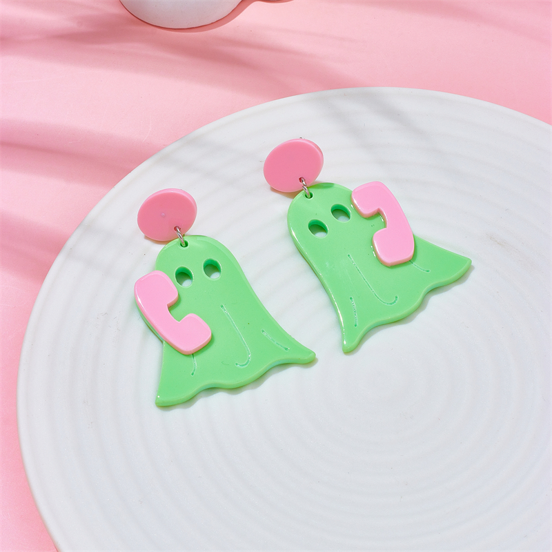 1 Pair Cartoon Style Cute Ghost Phone Arylic Drop Earrings display picture 5