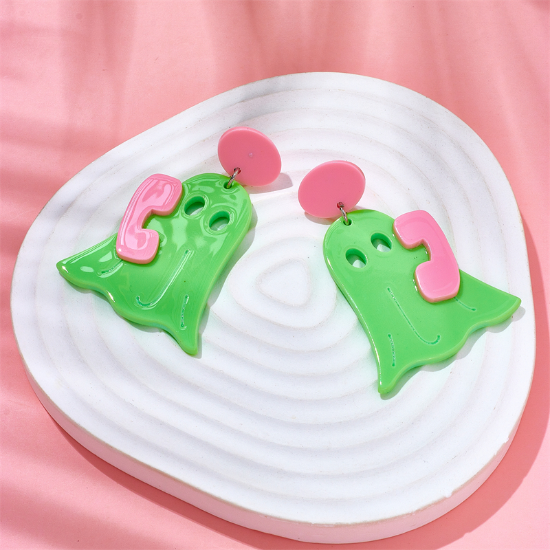 1 Pair Cartoon Style Cute Ghost Phone Arylic Drop Earrings display picture 4
