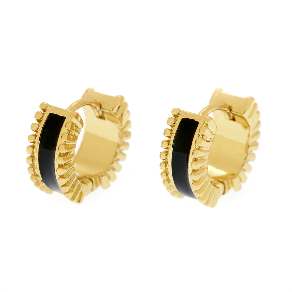 1 Paar Elegant Kreis Kupfer Emaille Überzug Vergoldet Reif Ohrringe display picture 11