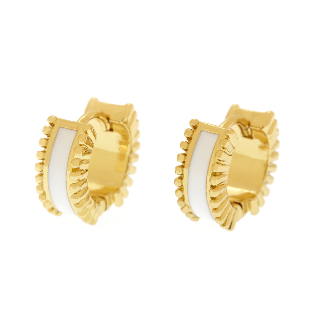 1 Paar Elegant Kreis Kupfer Emaille Überzug Vergoldet Reif Ohrringe display picture 13
