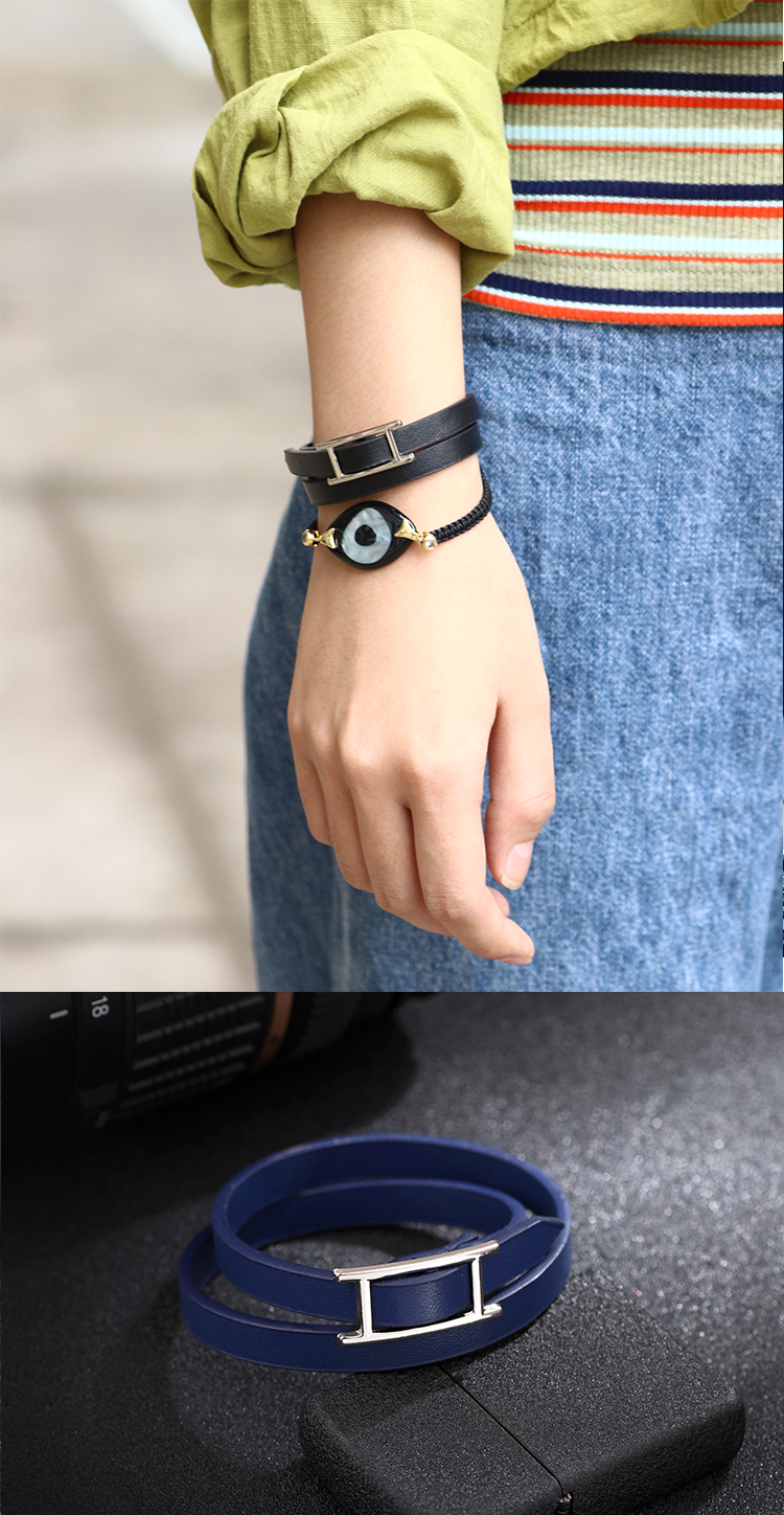 Vintage Style Simple Style Solid Color Pu Leather Alloy Unisex Wristband display picture 1