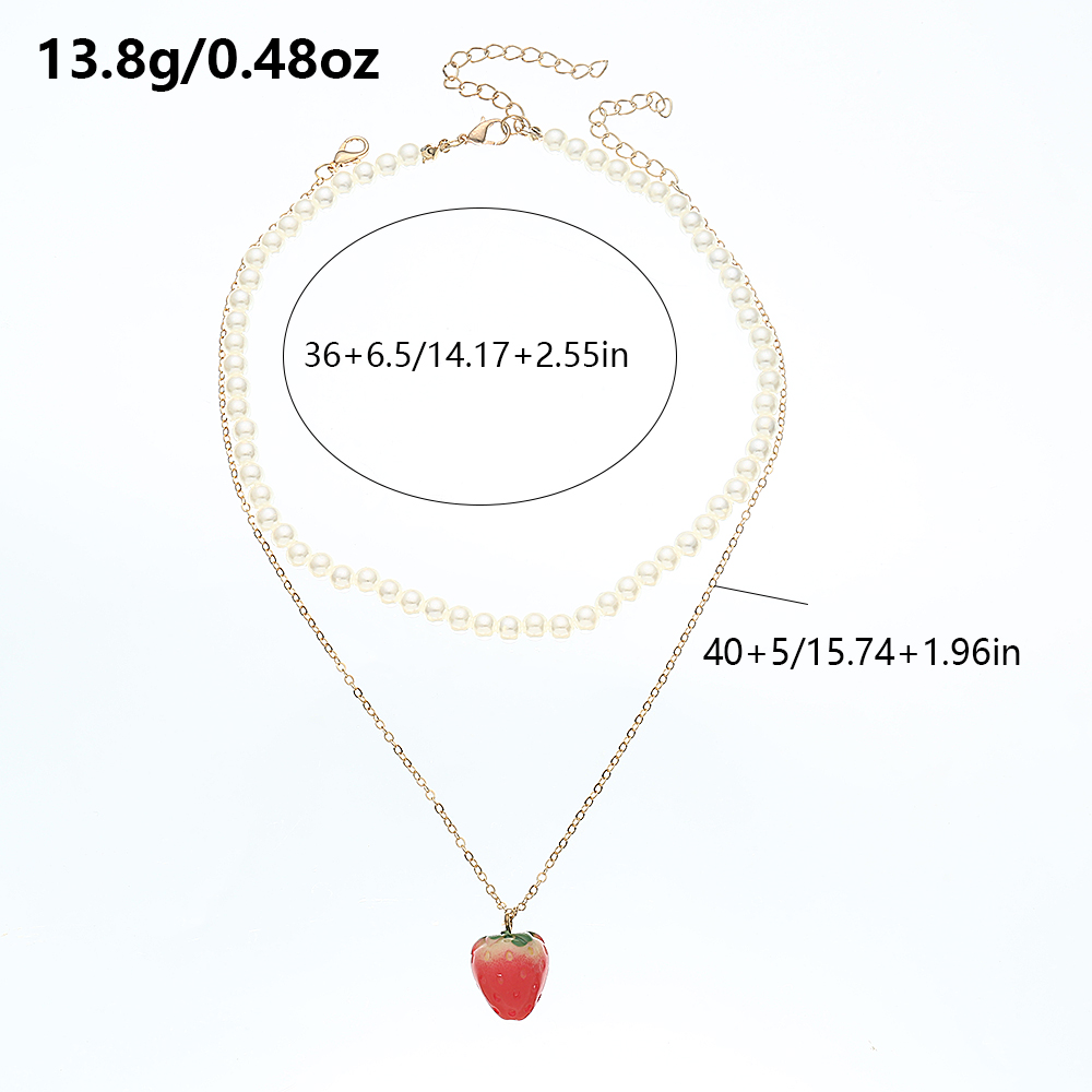 Ins Style Sweet Strawberry Seed Bead Beaded Pearl Girl's Necklace display picture 5