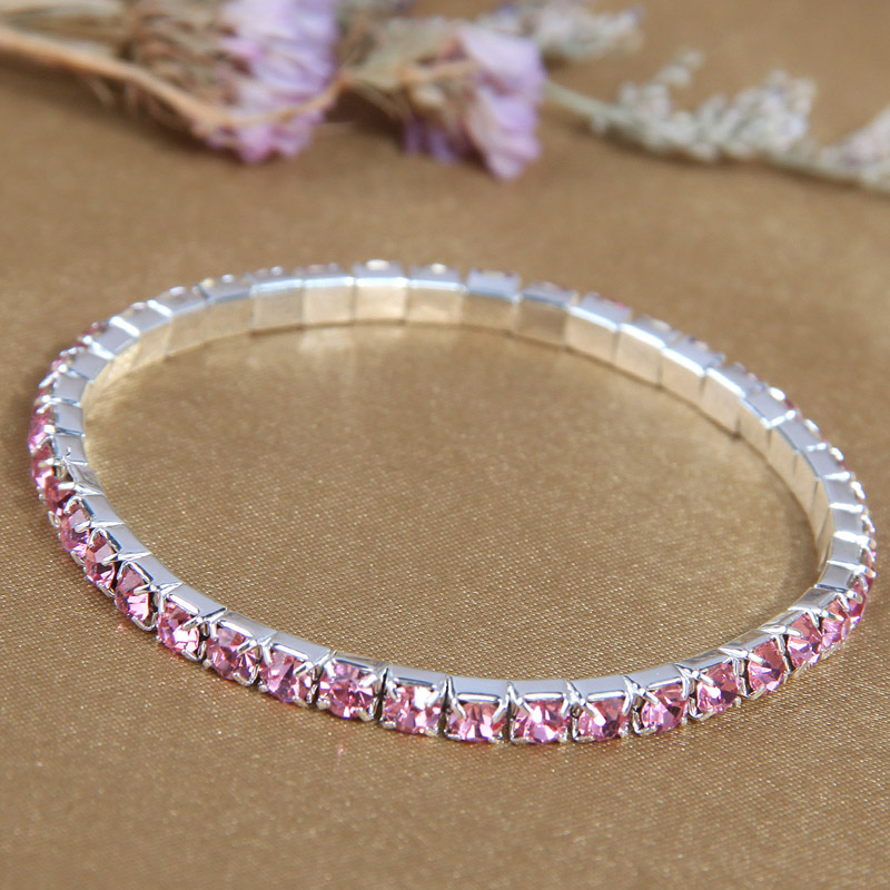 Shiny Round Ferroalloy Inlay Rhinestones Women's Bracelets display picture 3