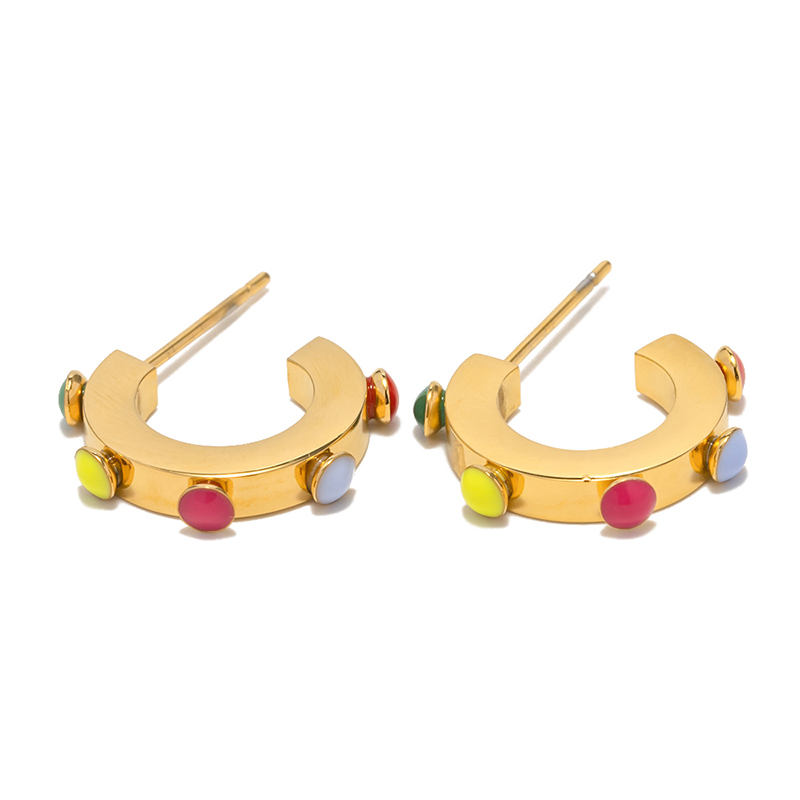 1 Pair Modern Style C Shape Plating Inlay Stainless Steel Pearl 18k Gold Plated Ear Studs display picture 8