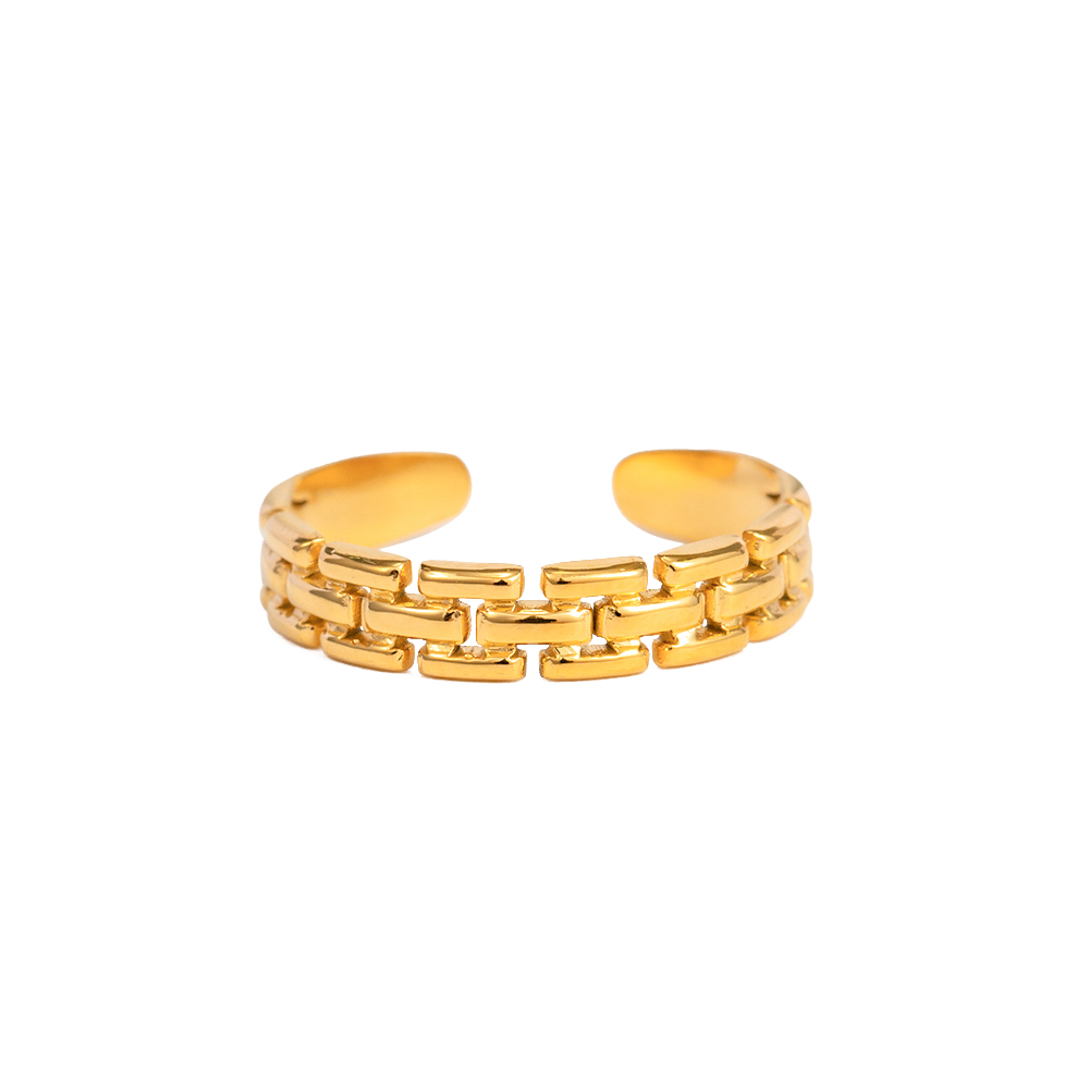 Ins Style Simple Style Solid Color Mesh Stainless Steel Plating Braid 18k Gold Plated Open Ring display picture 1