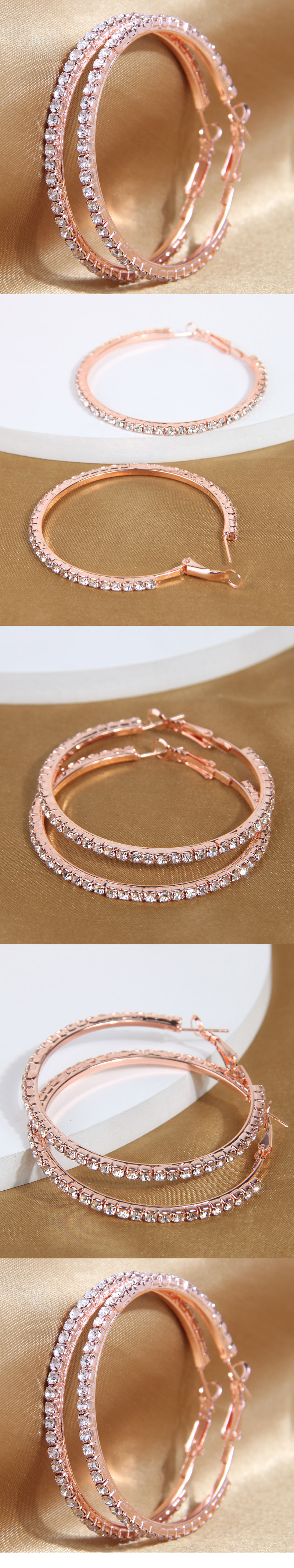 Shiny Round Alloy Inlay Rhinestones Women's Hoop Earrings display picture 1