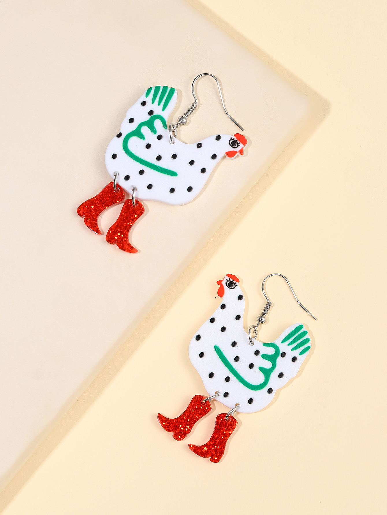 1 Pair Cartoon Style Cute Cock Arylic Drop Earrings display picture 3