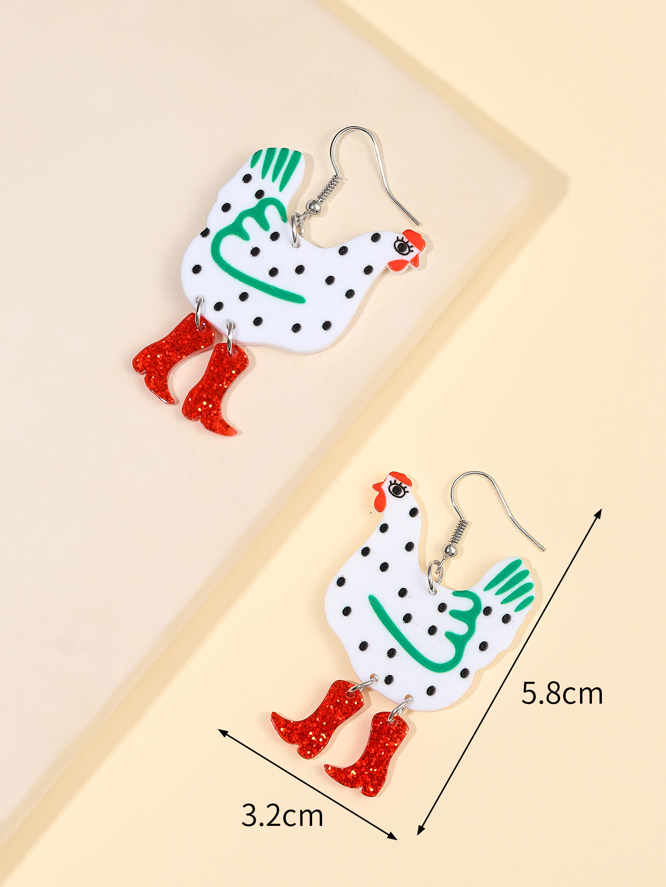 1 Pair Cartoon Style Cute Cock Arylic Drop Earrings display picture 4