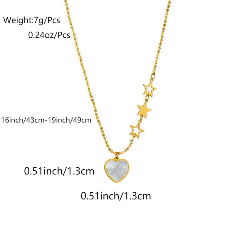 Titanium Steel 18K Gold Plated Glam Korean Style Plating Inlay Pentagram Heart Shape Shell display picture 1