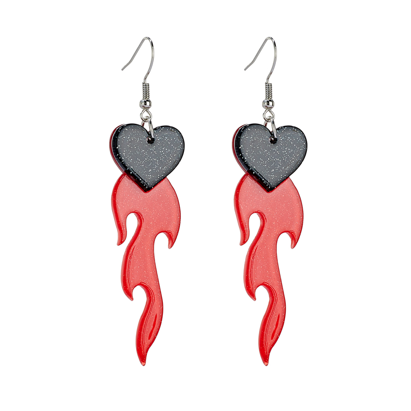 Cool Style Flame Heart Shape Arylic Women's Drop Earrings display picture 2