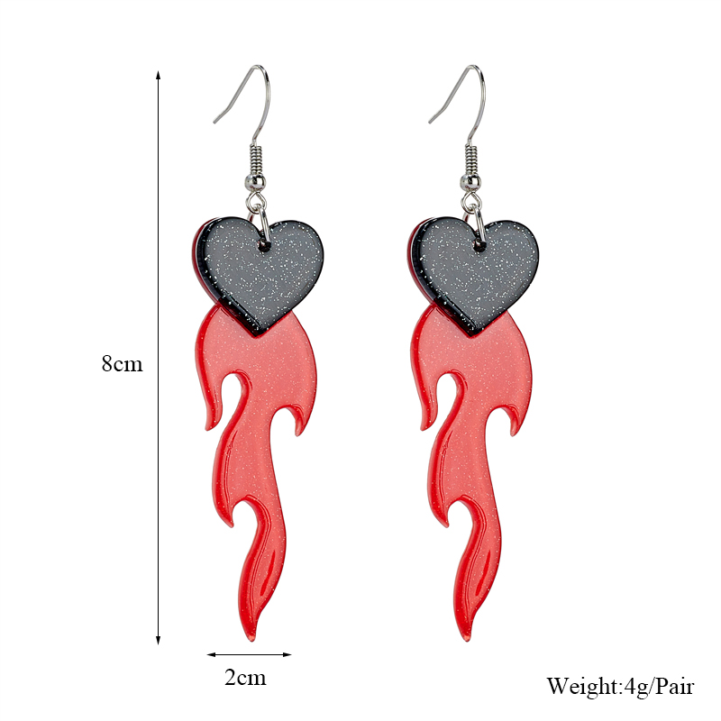 Cool Style Flame Heart Shape Arylic Women's Drop Earrings display picture 1