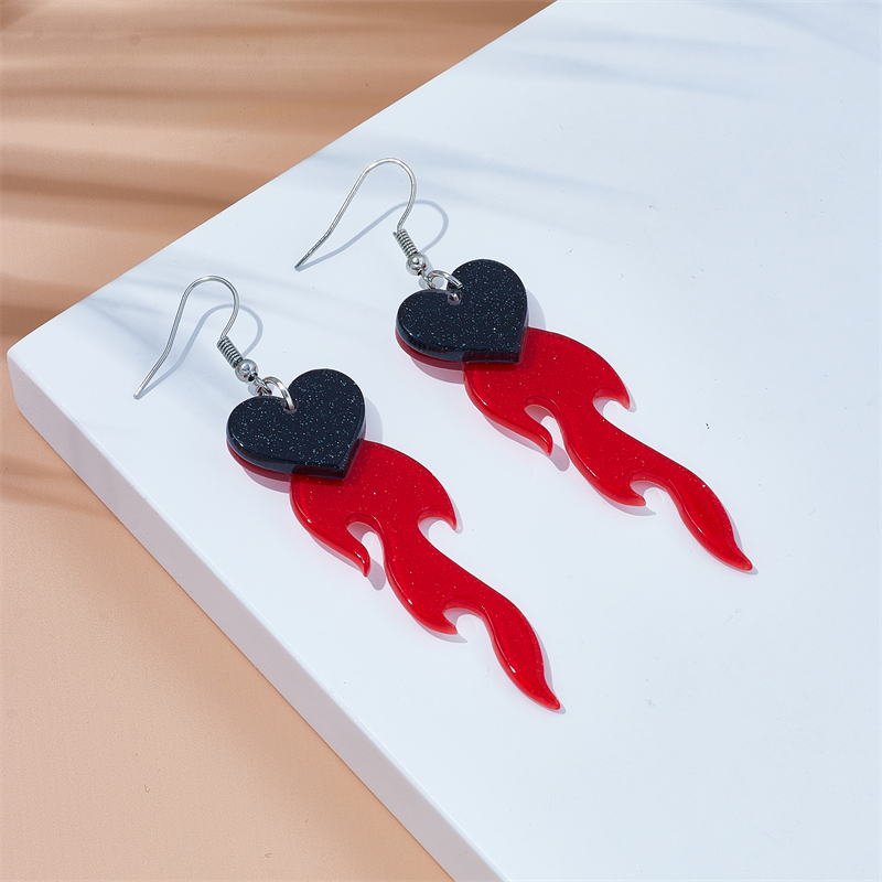Cool Style Flame Heart Shape Arylic Women's Drop Earrings display picture 3