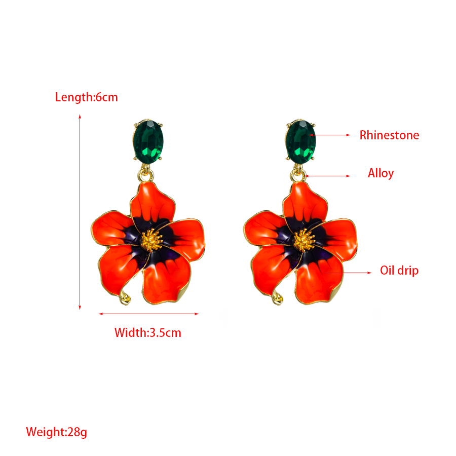 1 Pair Elegant Glam Flower Enamel Plating Inlay Stainless Steel Alloy Titanium Steel Rhinestones Gold Plated Drop Earrings display picture 1