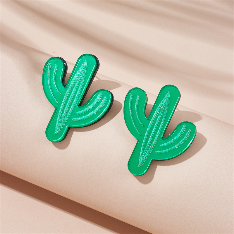 Cartoon Style Cactus Arylic Women's Ear Studs display picture 5
