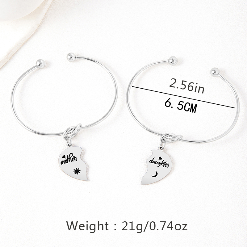 Casual Mama Simple Style Letter Heart Shape Knot Stainless Steel Bangle display picture 4