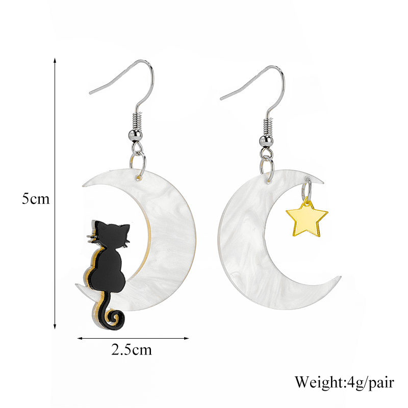 Cute Star Moon Cat Arylic Women's Drop Earrings display picture 3