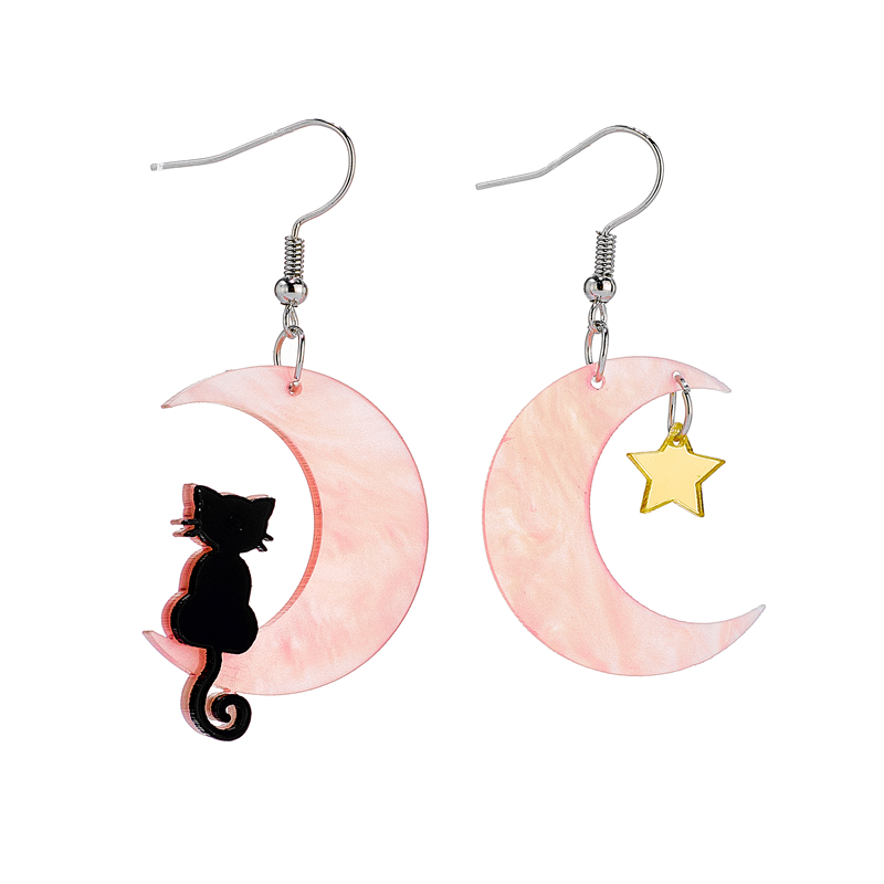 Cute Star Moon Cat Arylic Women's Drop Earrings display picture 2