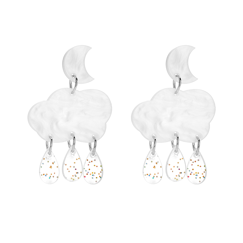 Cartoon Style Cute Clouds Water Droplets Lightning Arylic Women's Drop Earrings display picture 1