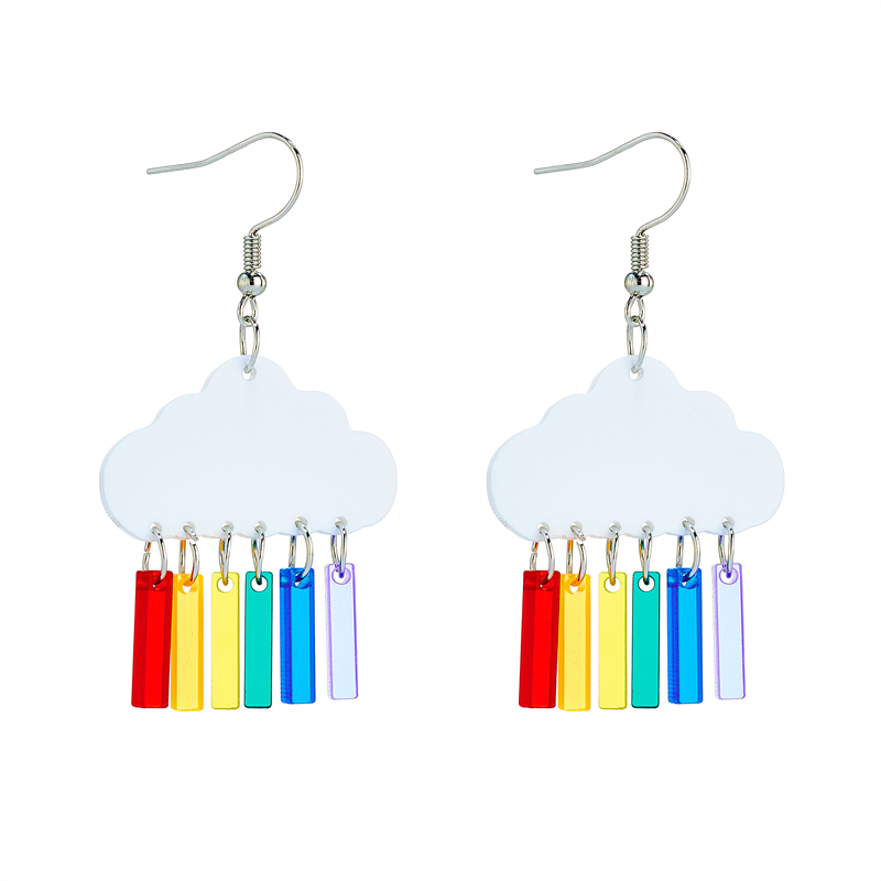 Cartoon Style Cute Clouds Water Droplets Lightning Arylic Women's Drop Earrings display picture 3