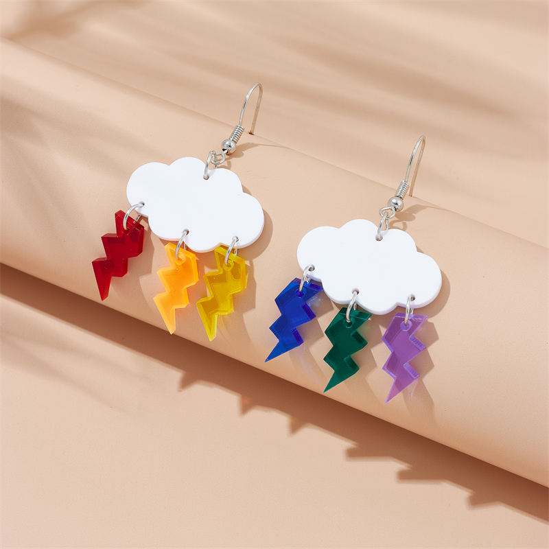Cartoon Style Cute Clouds Water Droplets Lightning Arylic Women's Drop Earrings display picture 6