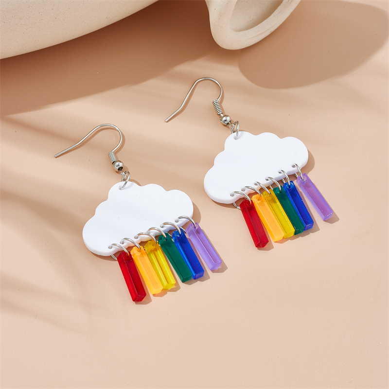 Cartoon Style Cute Clouds Water Droplets Lightning Arylic Women's Drop Earrings display picture 4