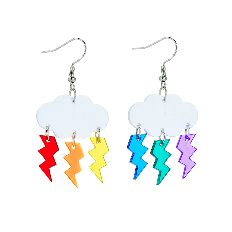 Cartoon Style Cute Clouds Water Droplets Lightning Arylic Women's Drop Earrings display picture 2