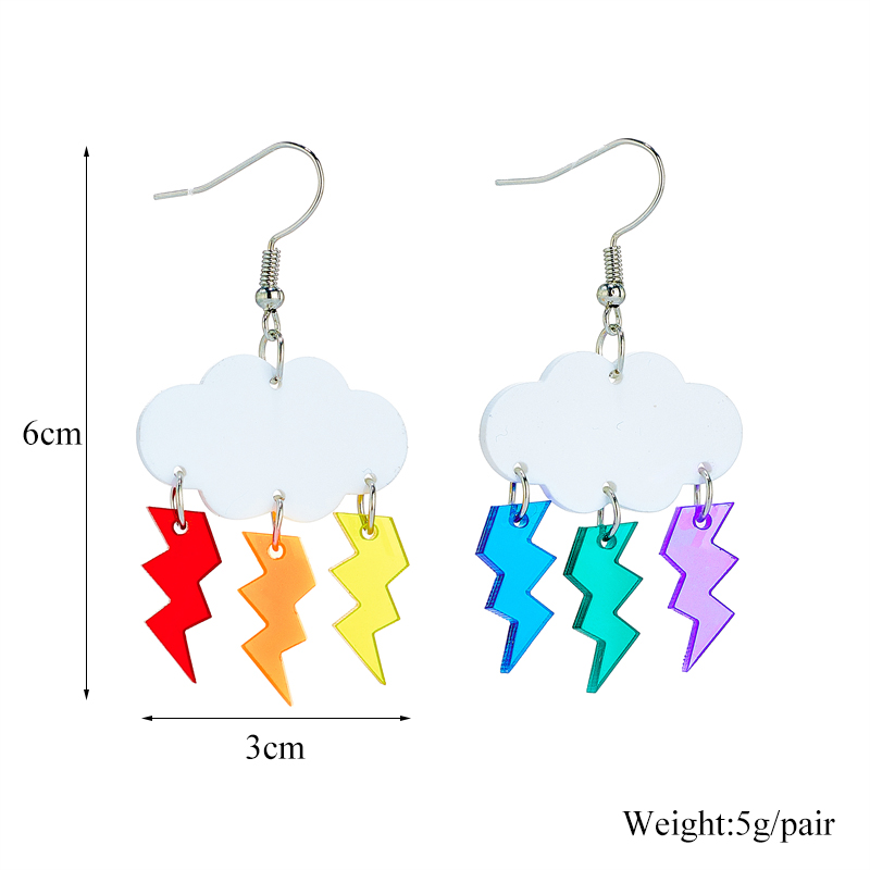 Cartoon Style Cute Clouds Water Droplets Lightning Arylic Women's Drop Earrings display picture 7