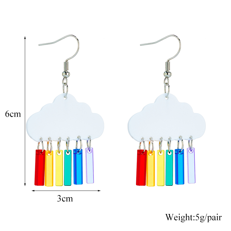 Cartoon Style Cute Clouds Water Droplets Lightning Arylic Women's Drop Earrings display picture 8