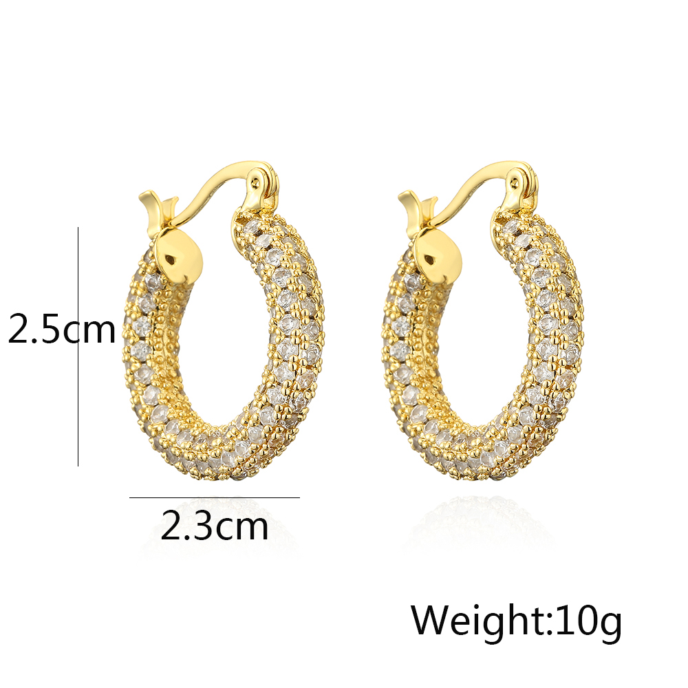 1 Pair Vintage Style Round Copper Plating Inlay Zircon 18k Gold Plated Hoop Earrings display picture 1