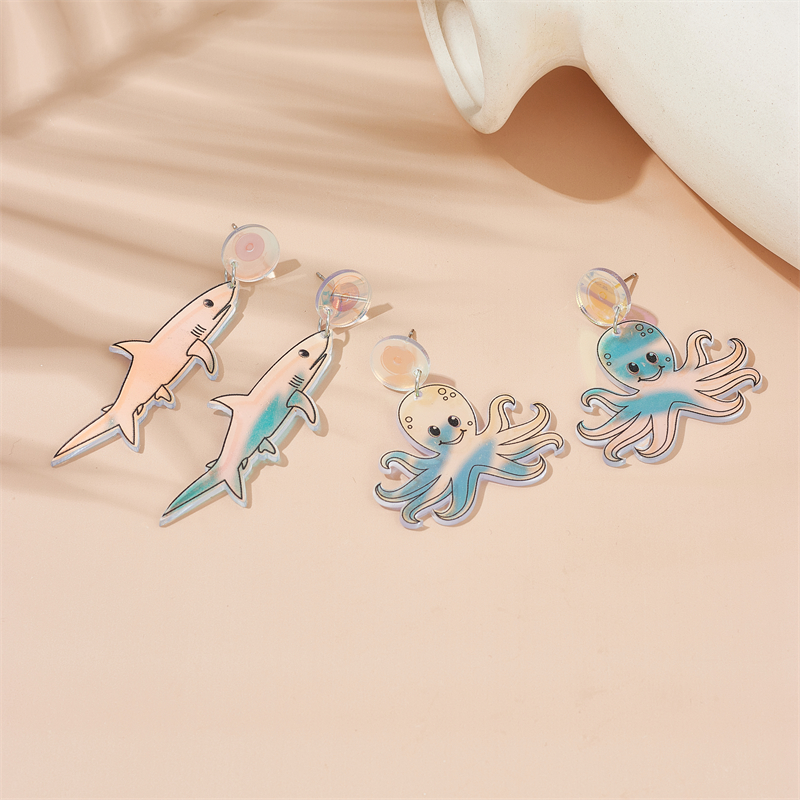 Vacation Dolphin Octopus Shark Arylic Printing Women's Drop Earrings display picture 3