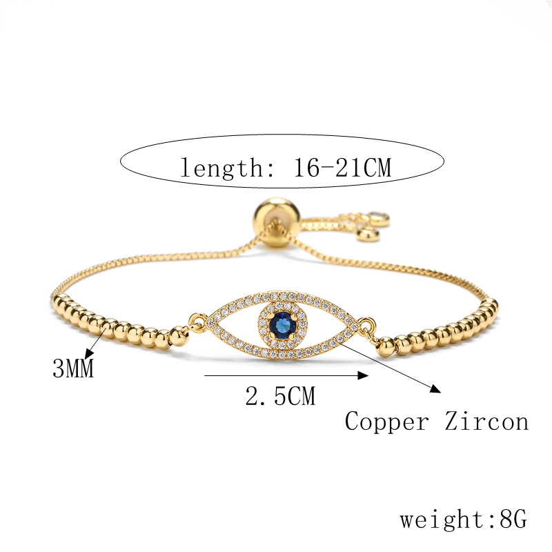 Copper Glam Classic Style Geometric Devil's Eye Hand Of Fatima Plating Inlay Zircon Bracelets display picture 2