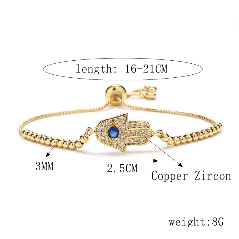 Copper IG Style Classic Style Devil's Eye Hand Of Fatima Plating Inlay Zircon Bracelets display picture 12