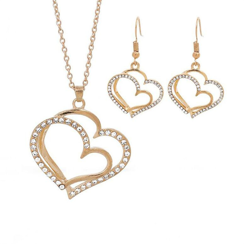 Elegant Shiny Heart Shape Rhinestones Alloy Wholesale Earrings Necklace display picture 10