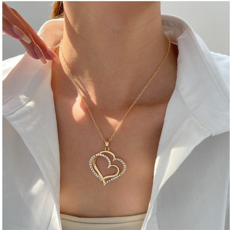 Elegant Shiny Heart Shape Rhinestones Alloy Wholesale Earrings Necklace display picture 9
