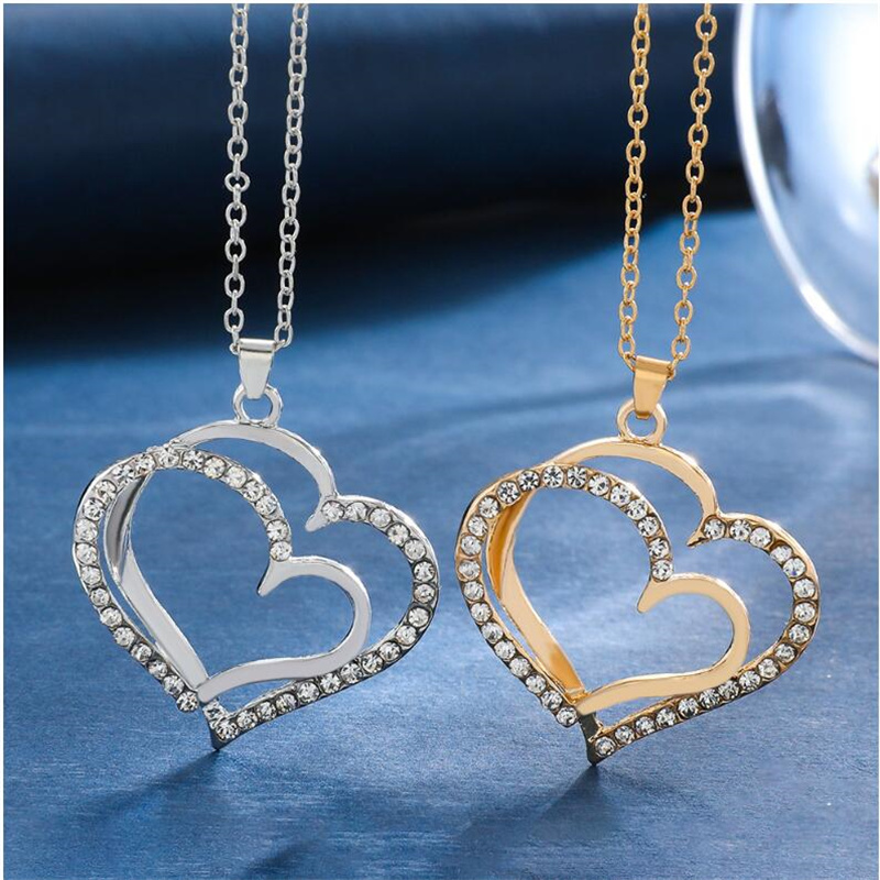 Elegant Shiny Heart Shape Rhinestones Alloy Wholesale Earrings Necklace display picture 5