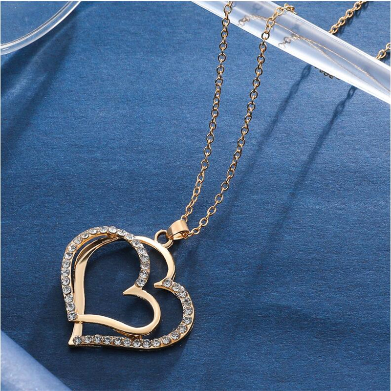 Elegant Shiny Heart Shape Rhinestones Alloy Wholesale Earrings Necklace display picture 7
